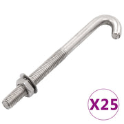 forankret J-bolt 25 sæt med møtrik og spændeskive M8 x 120 mm