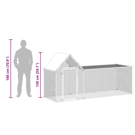 hønsegård 3x1x1,5 m galvaniseret stål