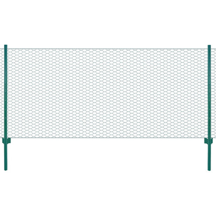 trådhegn med stolper 25 x 0,5 cm stål grøn