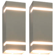 udendørs væglamper 2 stk. 35 W rektangulær sølvfarvet