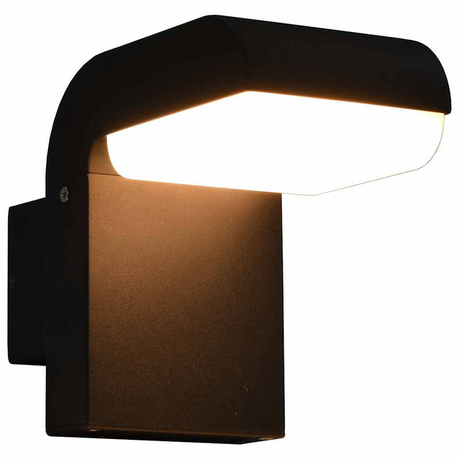udendørs LED-væglampe 9 W oval sort