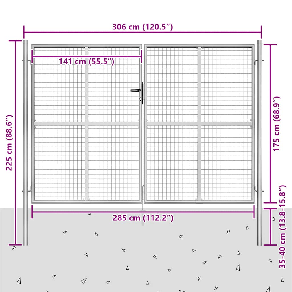 havelåge galvaniseret stål 300x175 cm sølv