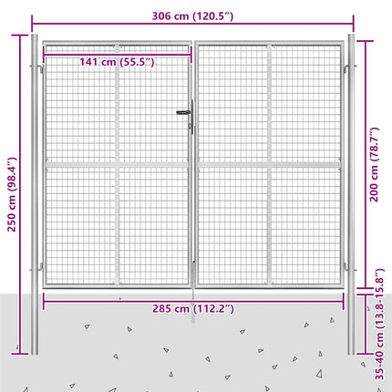 havelåge galvaniseret stål 300x200 cm sølv