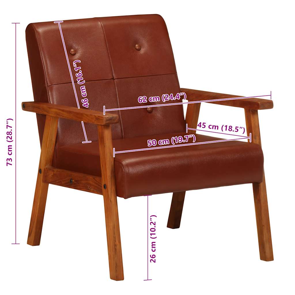 lænestol ægte læder brun