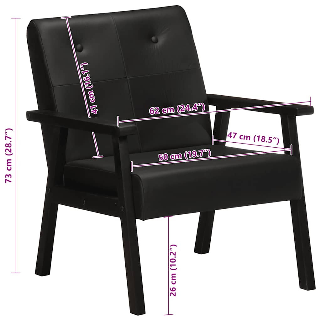 lænestol ægte læder sort