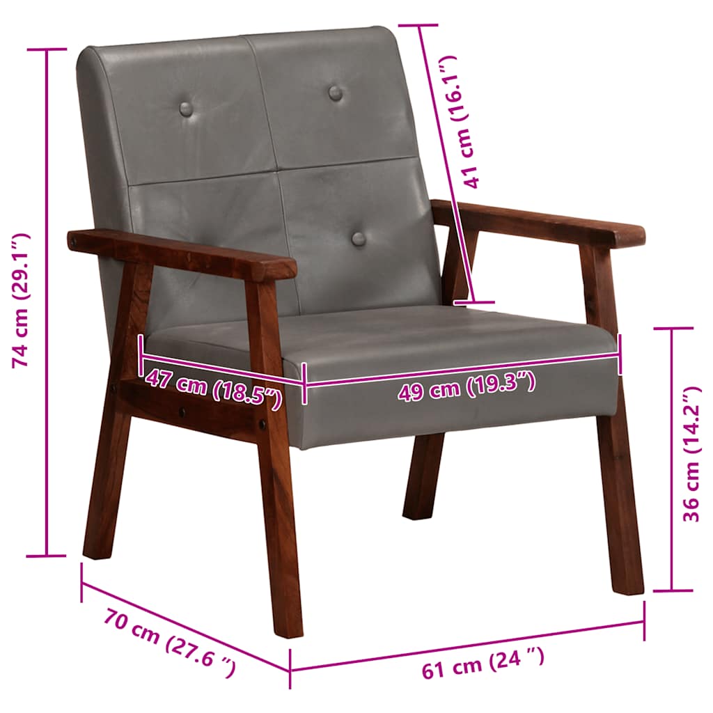 lænestol ægte skind grå