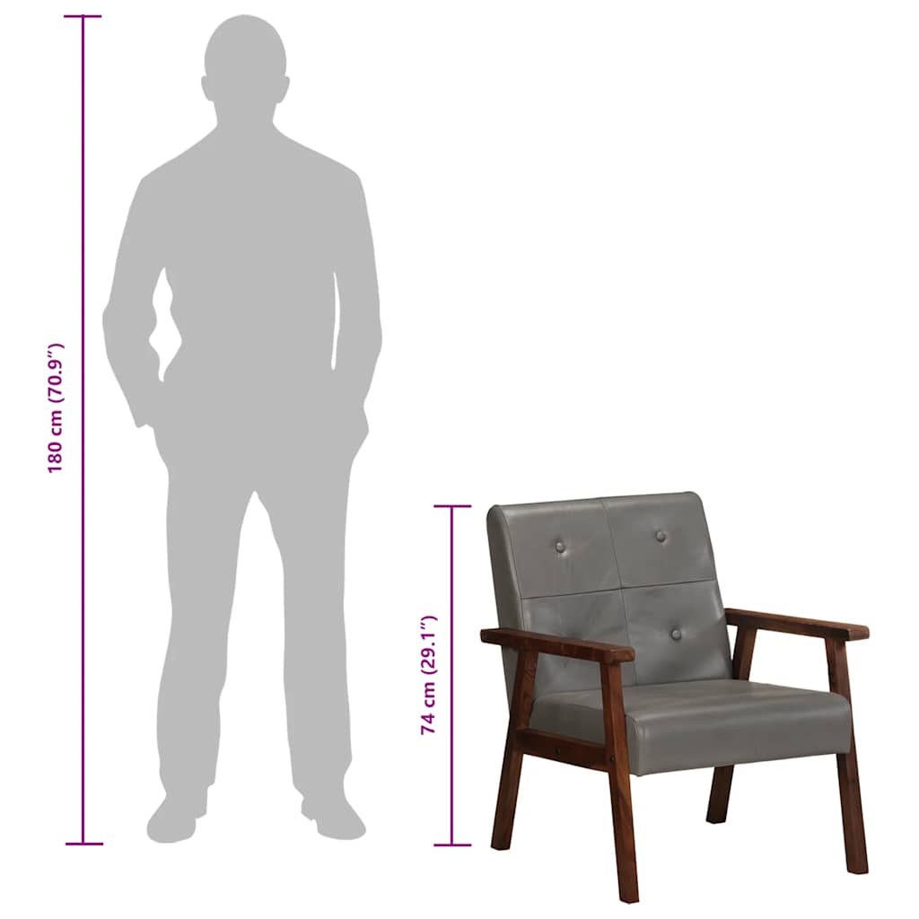 lænestol ægte skind grå