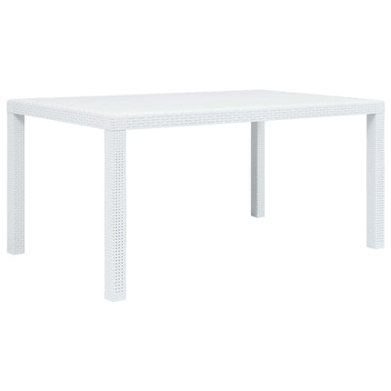 havebord hvid 150 x 90 x 72 cm plastik rattanlook