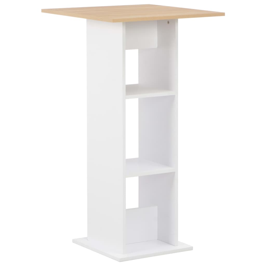 Barbord 60×60×110 cm - hvid med sonoma-eg bordplade