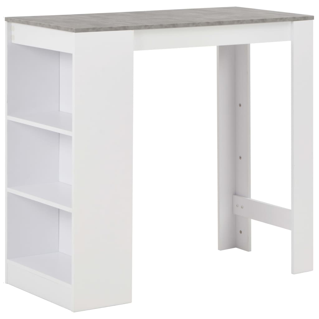 Barbord med hylder 110×50×103 cm - hvid med betonlook