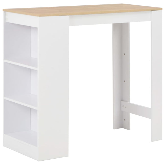 barbord med hylde 110x50x103 cm hvid