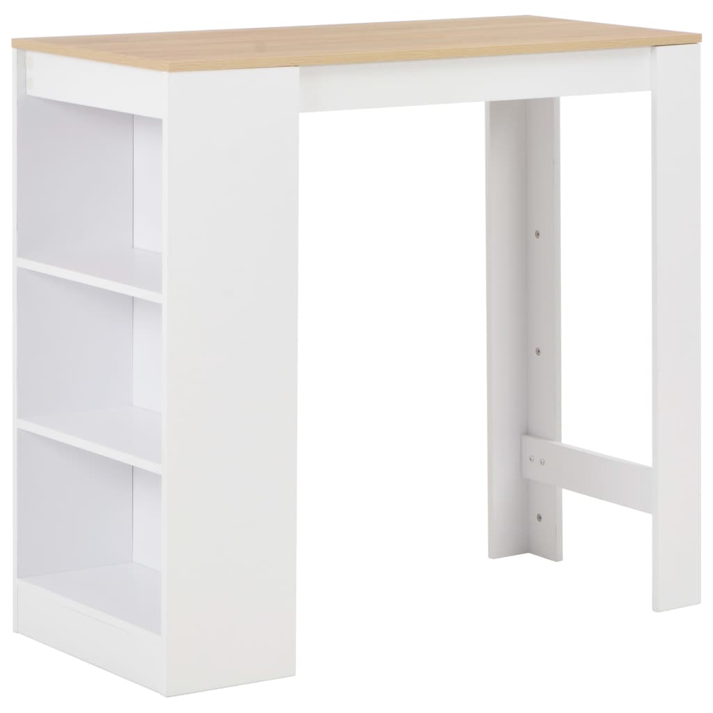 Barbord Med Hylde 110x50x103 Cm - Hvid og brun