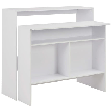 barbord med 2 bordplader 130x40x120 cm hvid