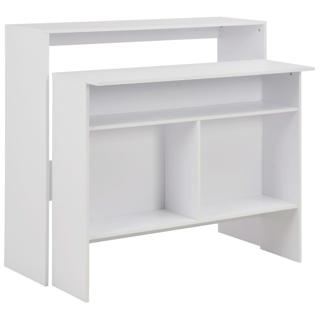 Barbord med 2 bordplader 130 × 40 × 120 cm - hvid