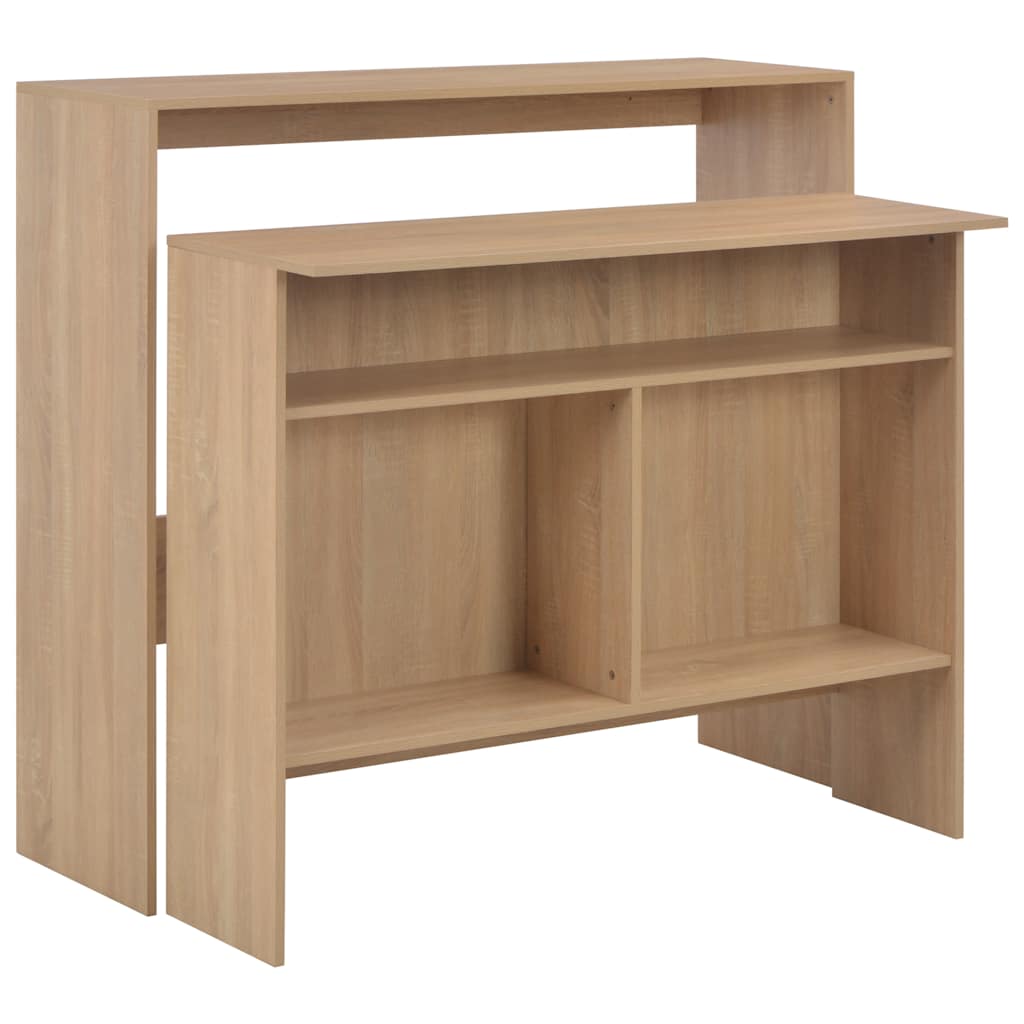 Barbord med 2 bordplader 130×40×120 cm - egetræsfarvet