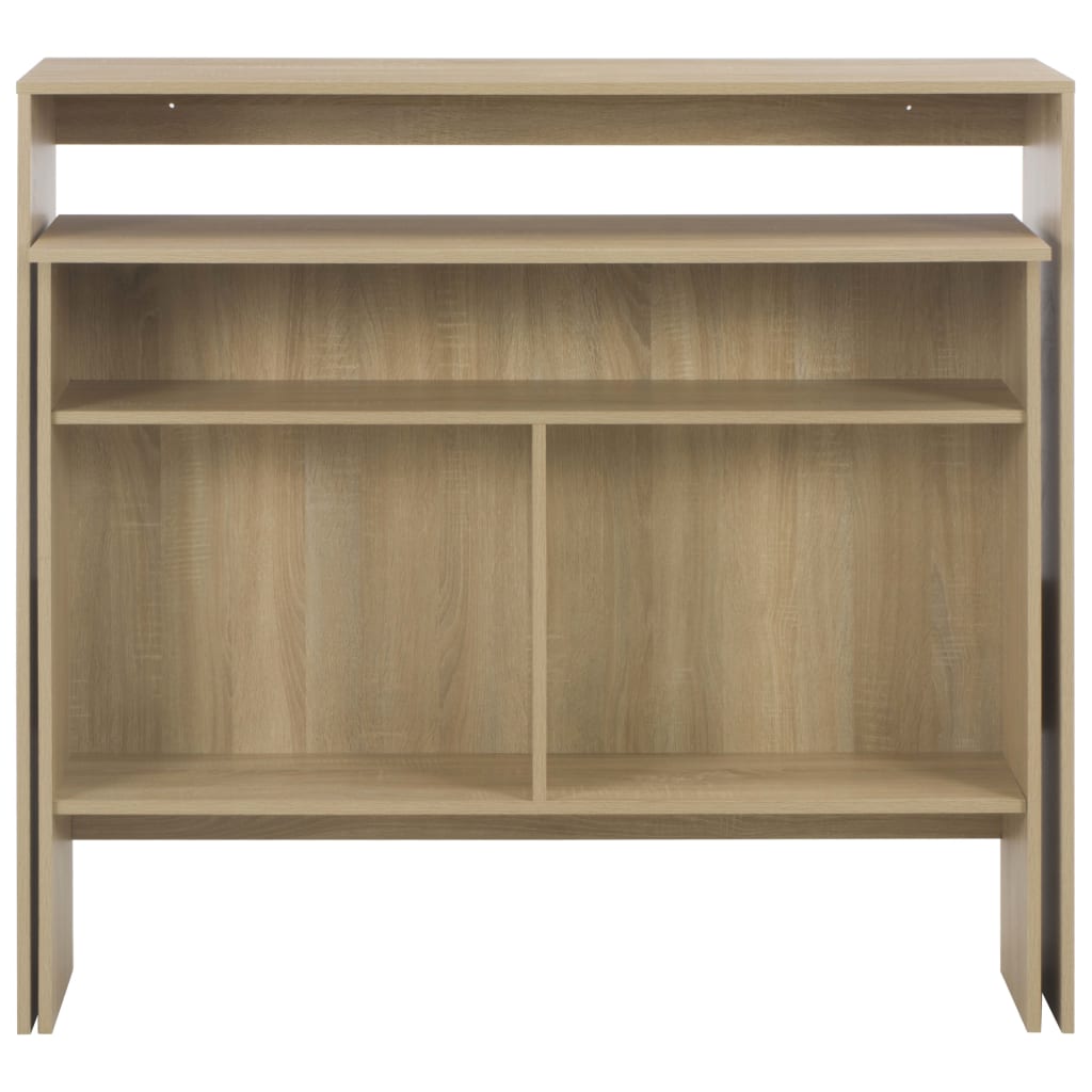 barbord med 2 bordplader 130x40x120 cm egetræsfarvet