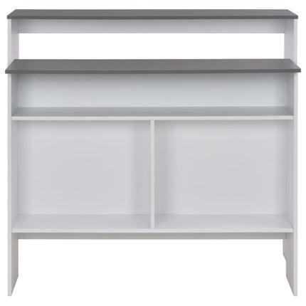 barbord med 2 bordplader 130x40x120 cm hvid og grå