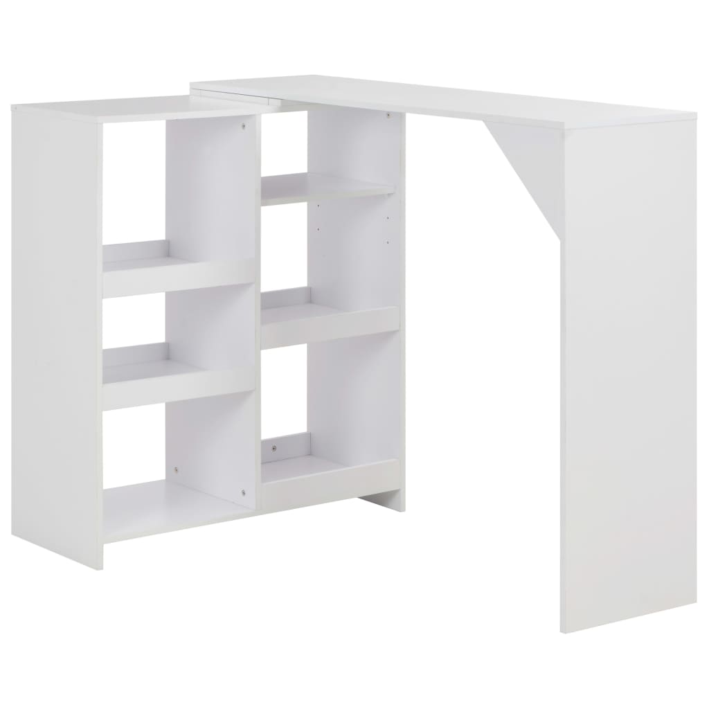 Barbord Med Flytbar Hylde 138X39X110 Cm - Hvid