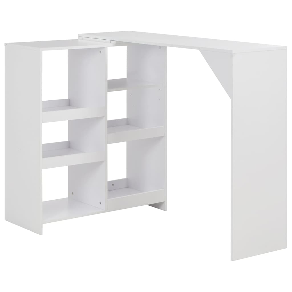 Barbord med flytbar hylde 138×39×110 cm - hvidt spisebord/barbord