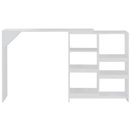 barbord med flytbar hylde 138x39x110 cm hvid