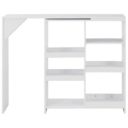 barbord med flytbar hylde 138x39x110 cm hvid