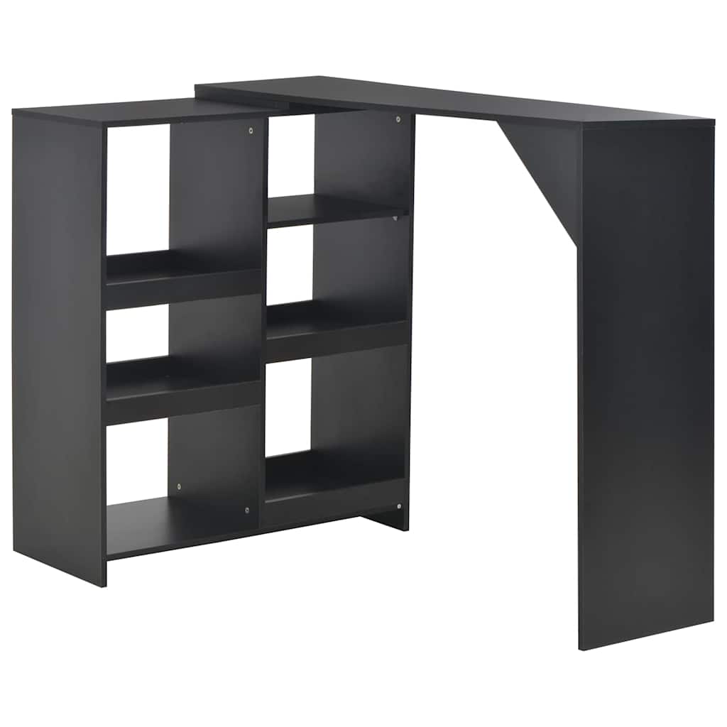 barbord med flytbar hylde 138x39x110 cm sort