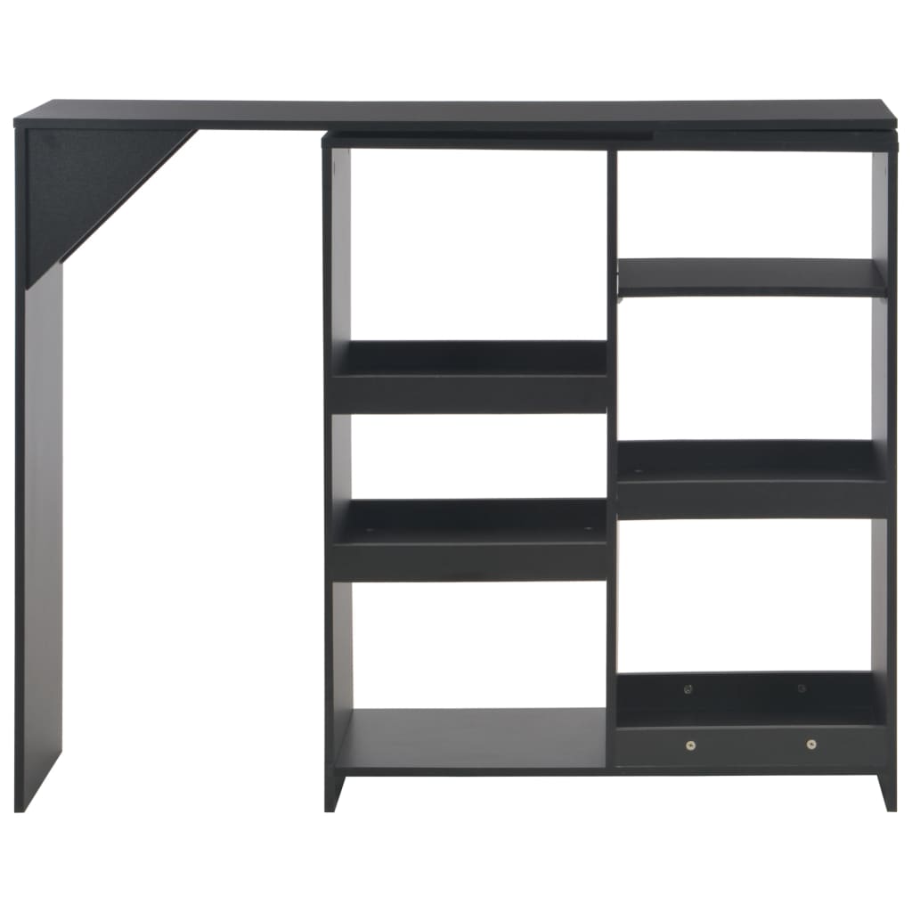 barbord med flytbar hylde 138x39x110 cm sort