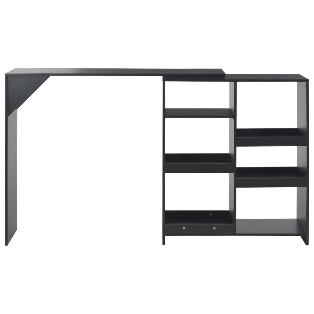 barbord med flytbar hylde 138x39x110 cm sort