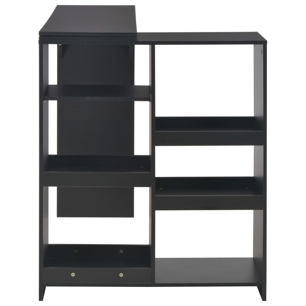 barbord med flytbar hylde 138x39x110 cm sort