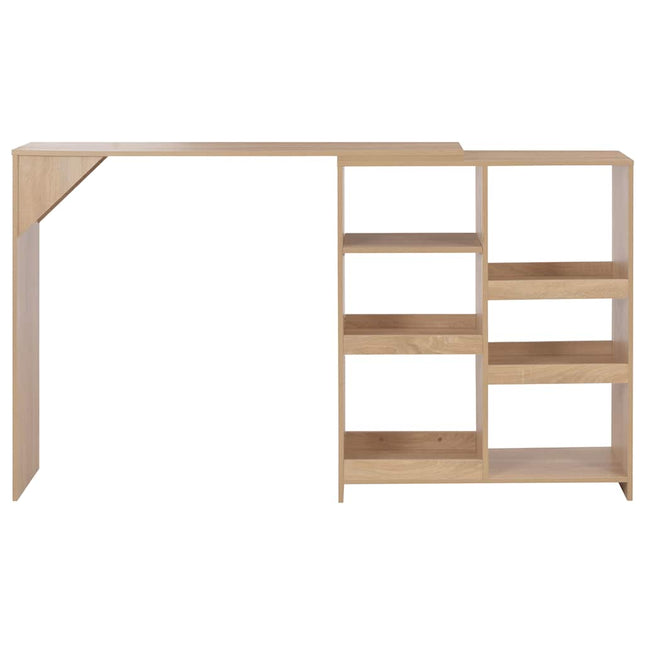 barbord med flytbar hylde 138x39x110 cm egetræsfarve