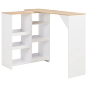 barbord med flytbar hylde 138x39x110 cm hvid