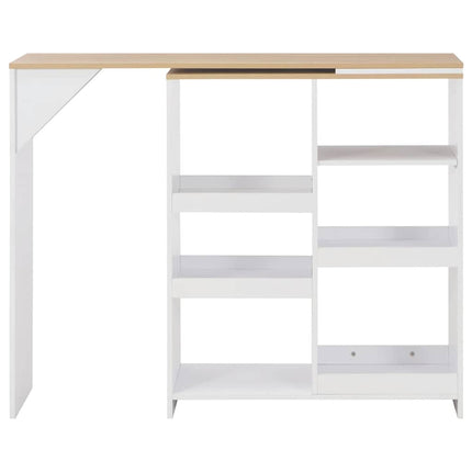 barbord med flytbar hylde 138x39x110 cm hvid