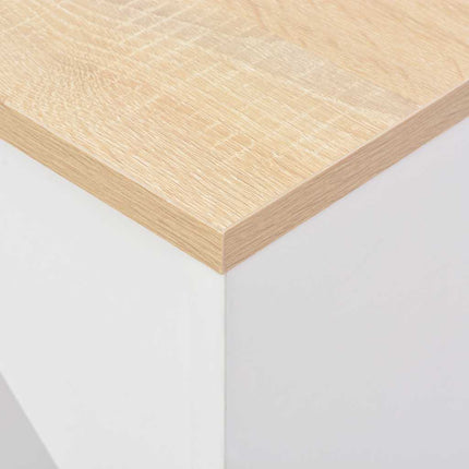 barbord med flytbar hylde 138x39x110 cm hvid