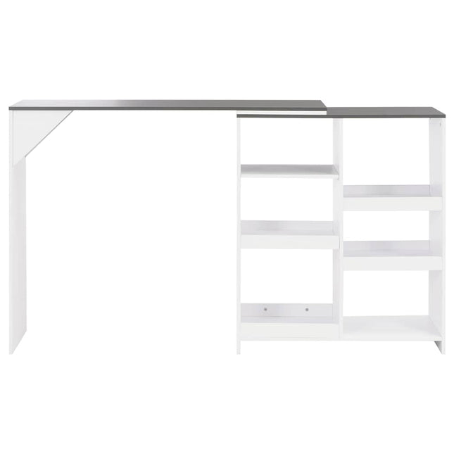 barbord med flytbar hylde 138x39x110 cm hvid