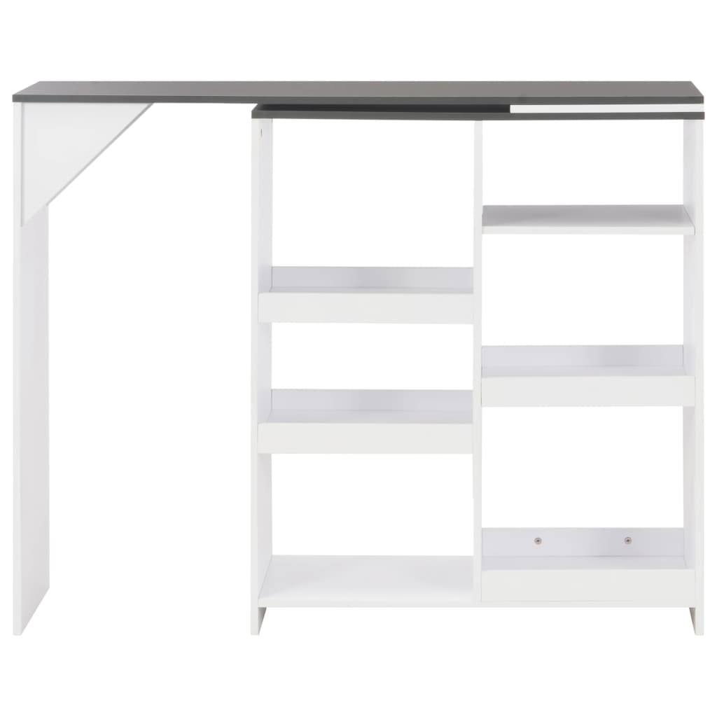 barbord med flytbar hylde 138x39x110 cm hvid