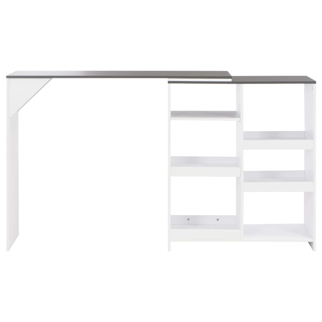 barbord med flytbar hylde 138x39x110 cm hvid