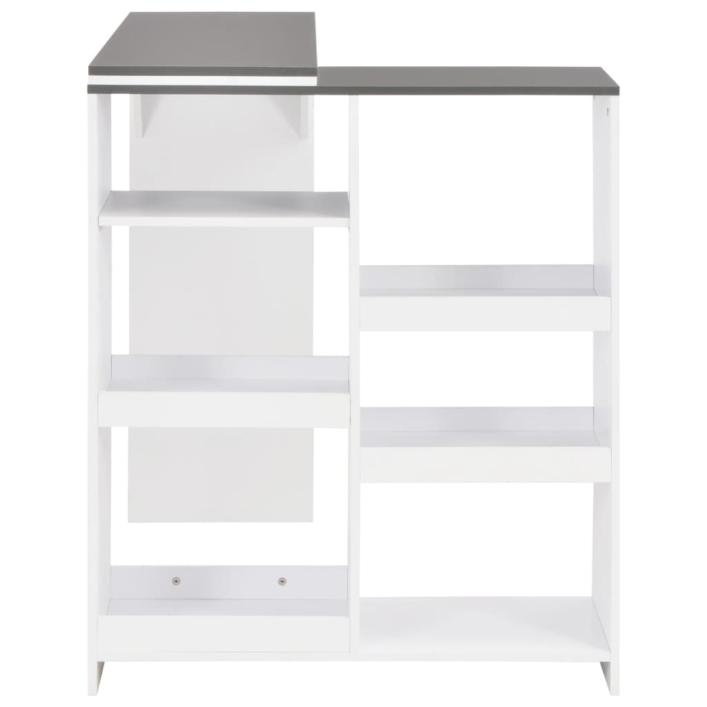 barbord med flytbar hylde 138x39x110 cm hvid