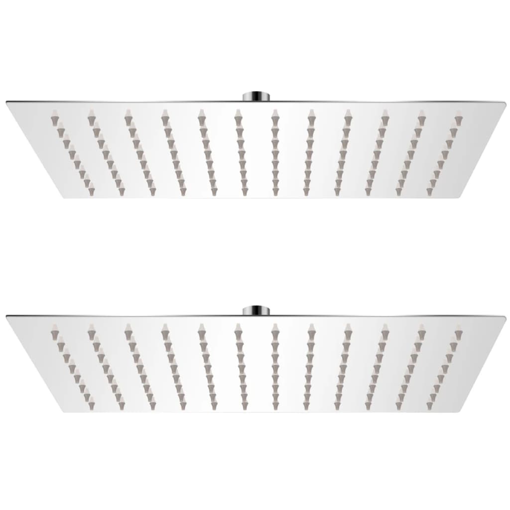 Brusehoveder med rainshower-funktion - 2 stk., rustfrit stål, 20 × 30 cm