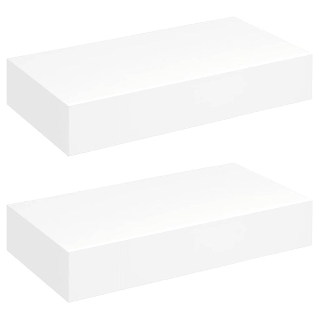 svævende væghylder med skuffer 2 stk. 48 cm hvid