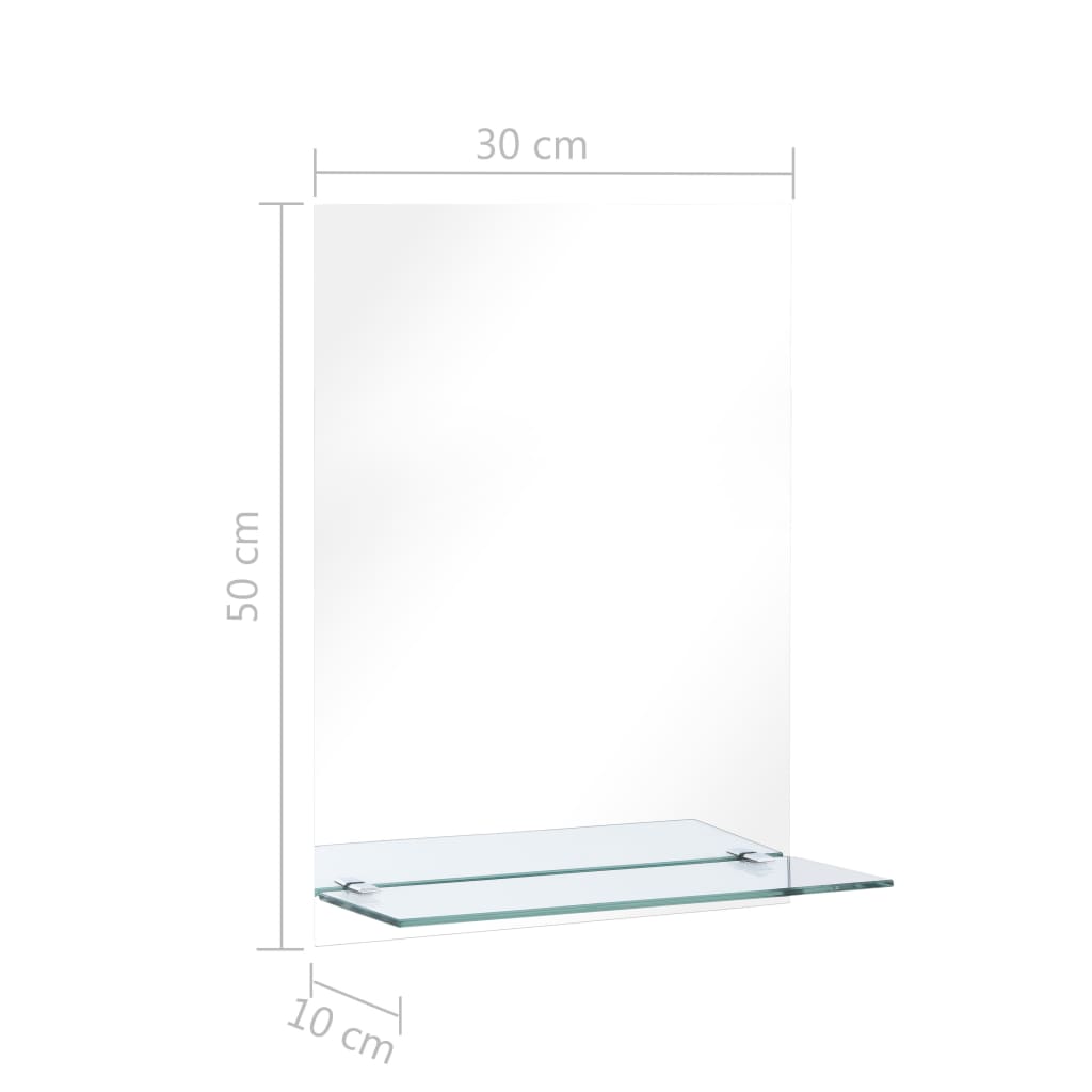 vægspejl med hylde 30x50 cm hærdet glas
