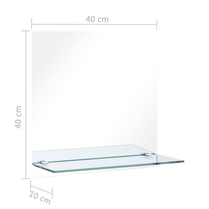 vægspejl med hylde 40x40 cm hærdet glas