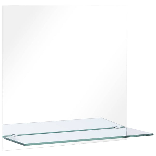 vægspejl med hylde 60x60 cm hærdet glas