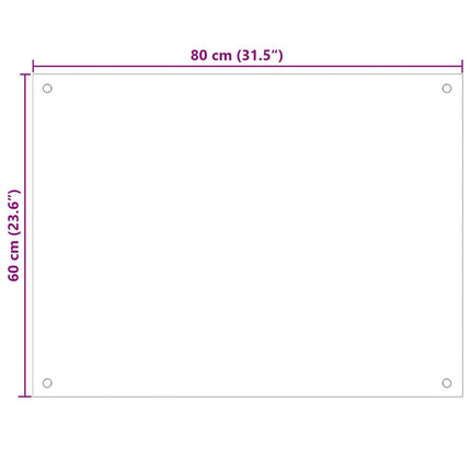 stænkplade 80x60 cm hærdet glas sort