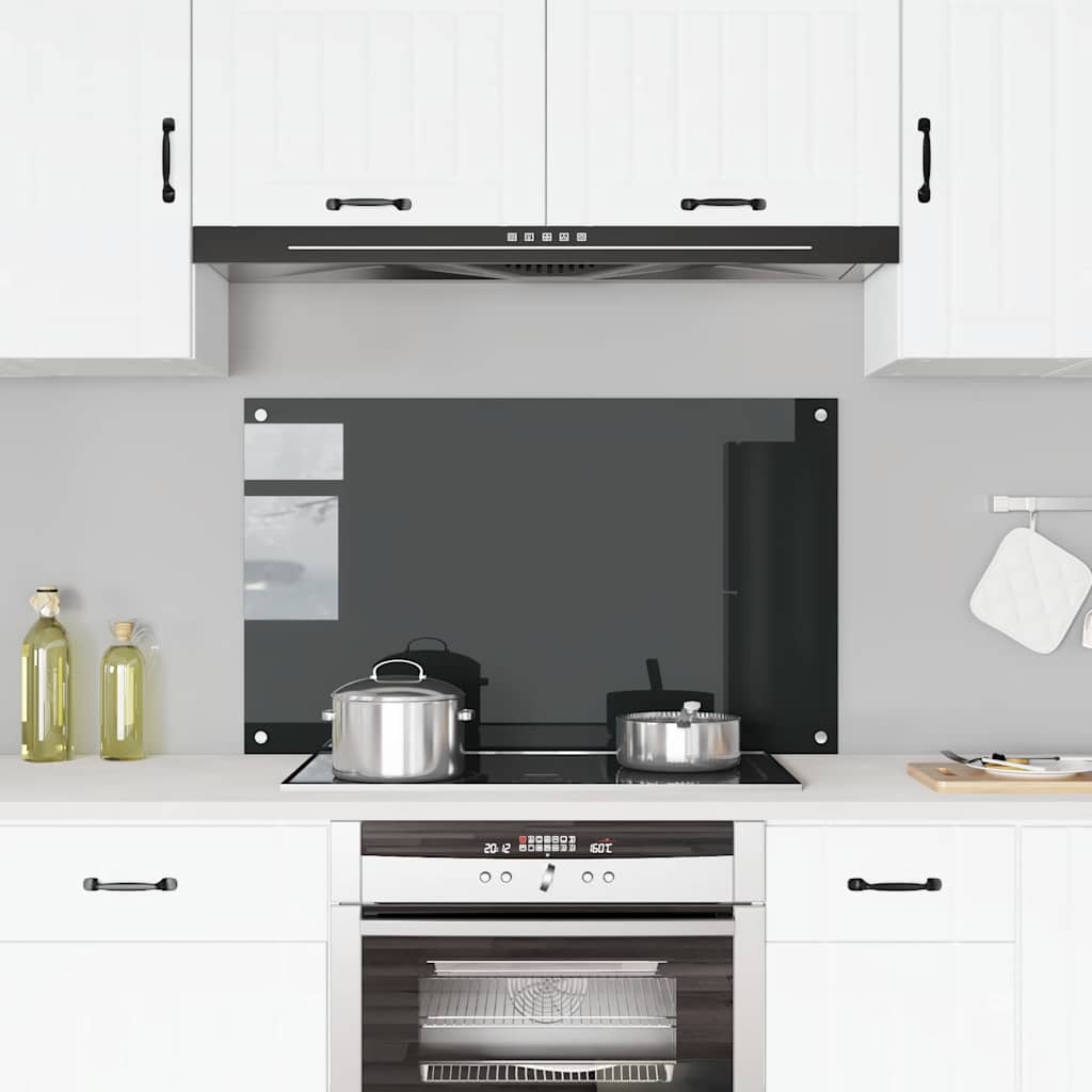 stænkplade 100x60 cm hærdet glas sort