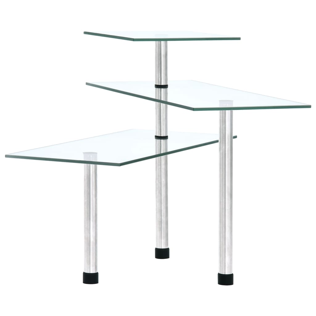 hjørnehylde i 3 niveauer hærdet glas