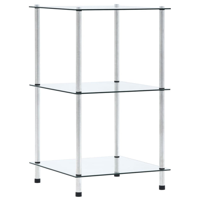 reol 3 hylder 40x40x67 cm hærdet glas transparent