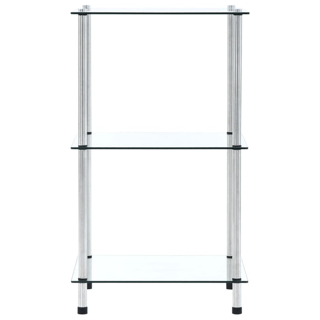 reol 3 hylder 40x40x67 cm hærdet glas transparent