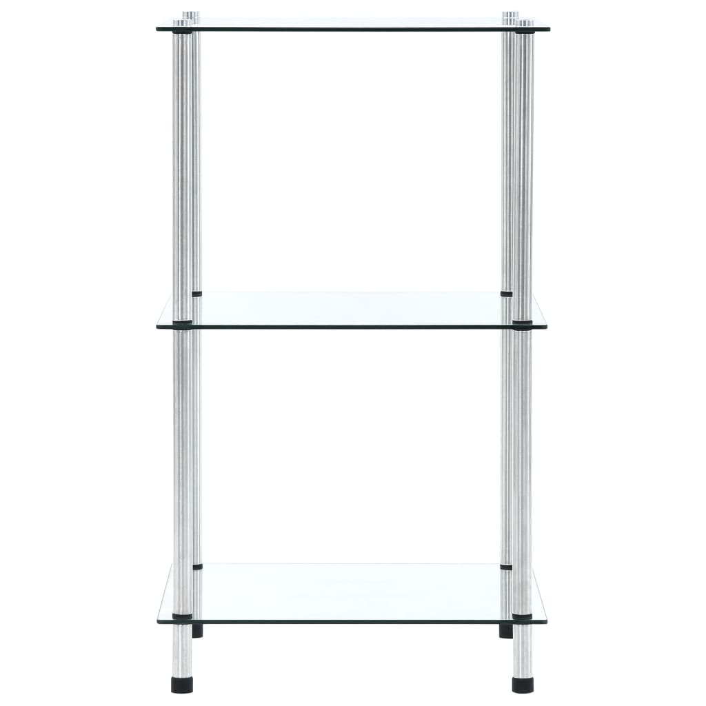 reol 3 hylder 40x40x67 cm hærdet glas transparent