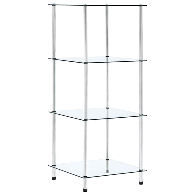 reol 4 hylder 40x40x100 cm hærdet glas transparent