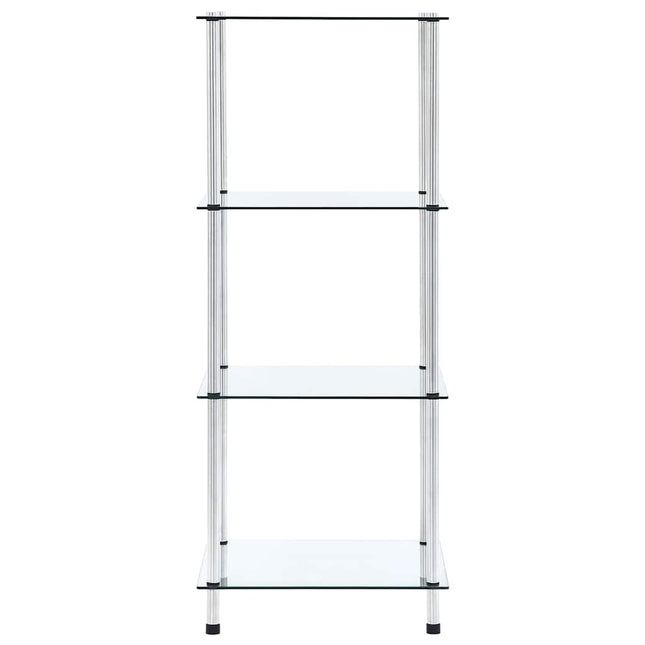 reol 4 hylder 40x40x100 cm hærdet glas transparent